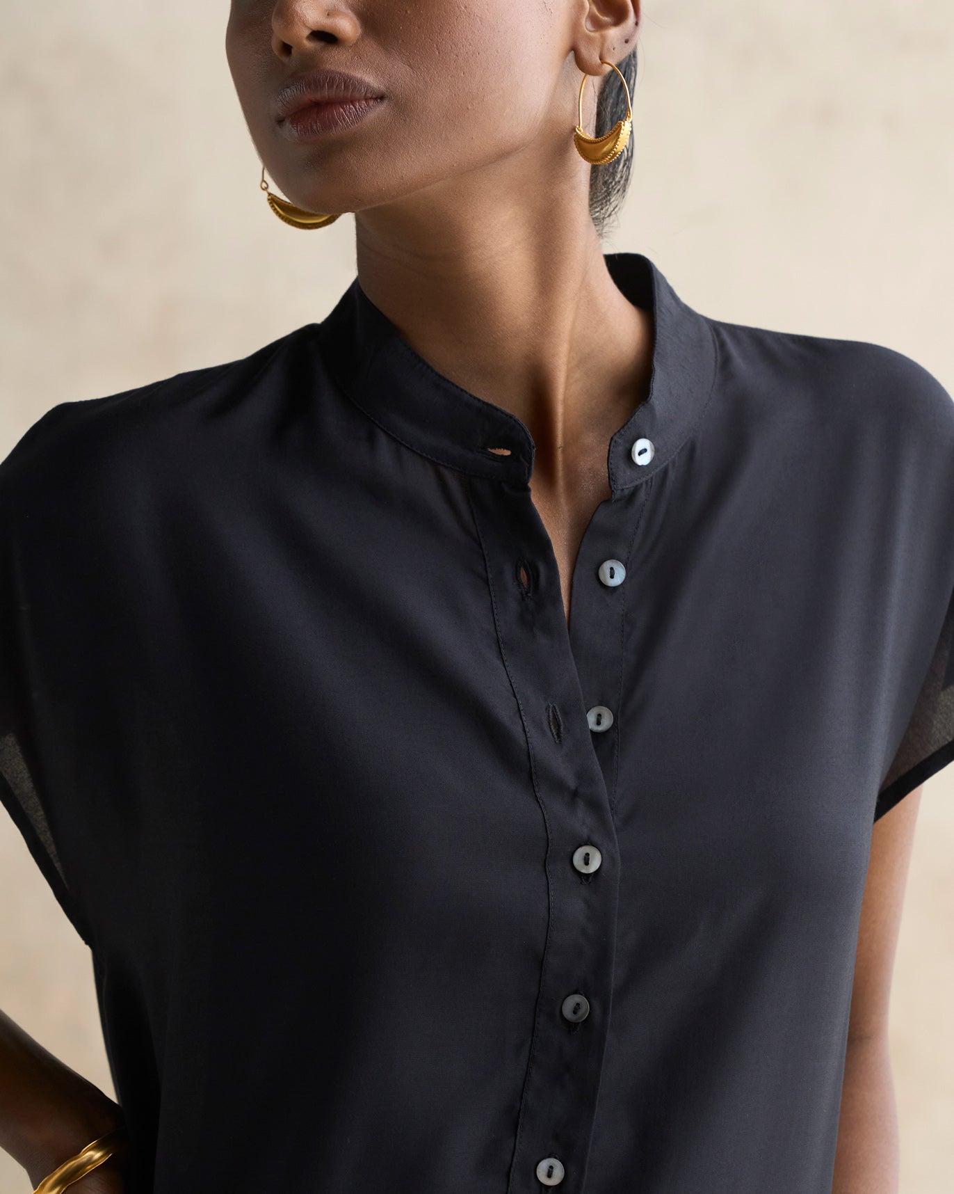 Short Sleeve Kurta - Black