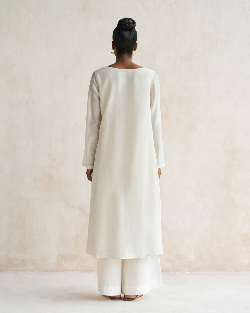 Boat Neck Kurta - Ivory