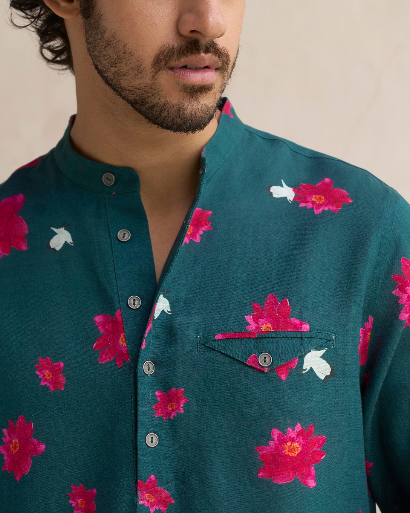 Fort Kurta - Deep Green & Fuchsia