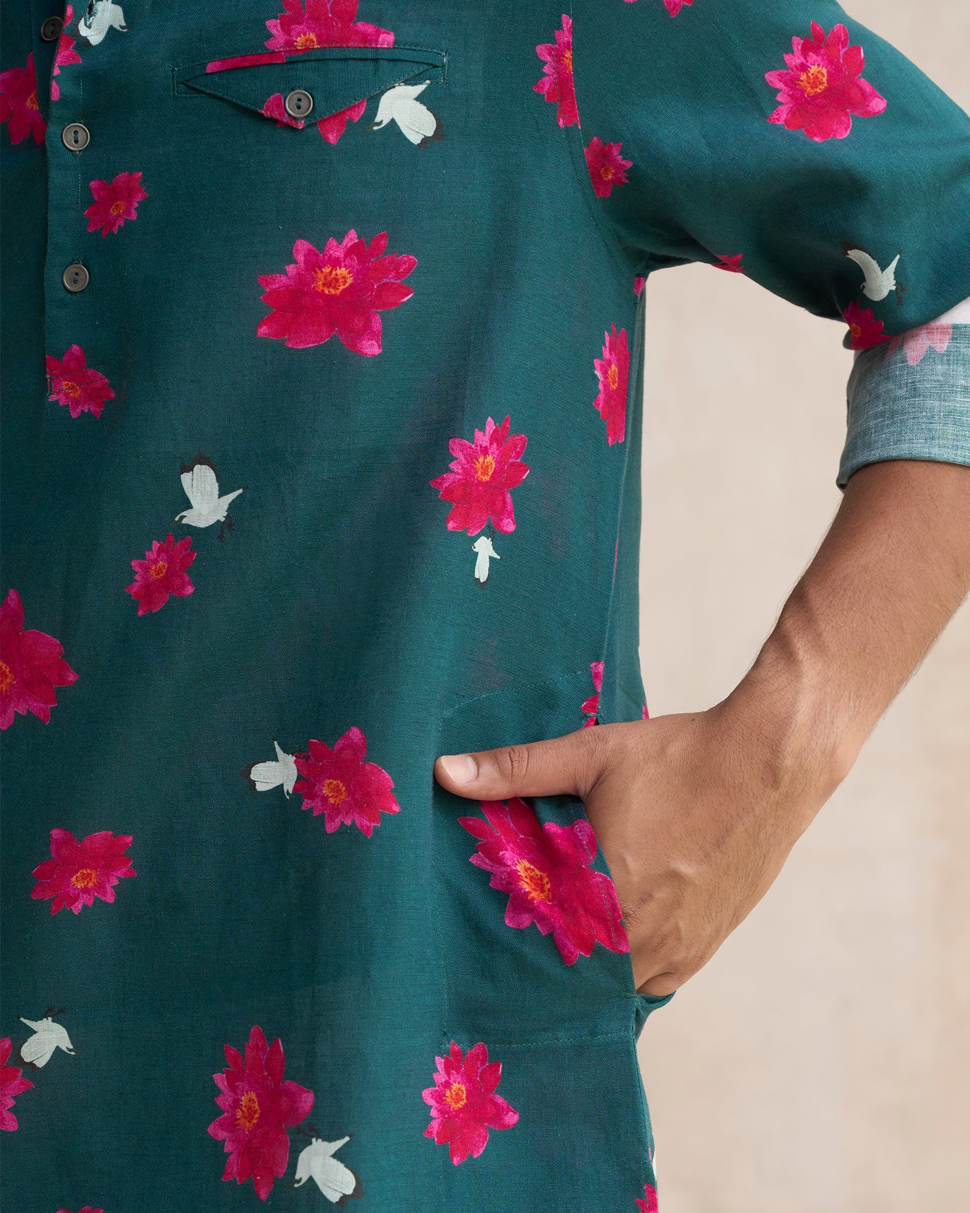 Fort Kurta - Deep Green & Fuchsia