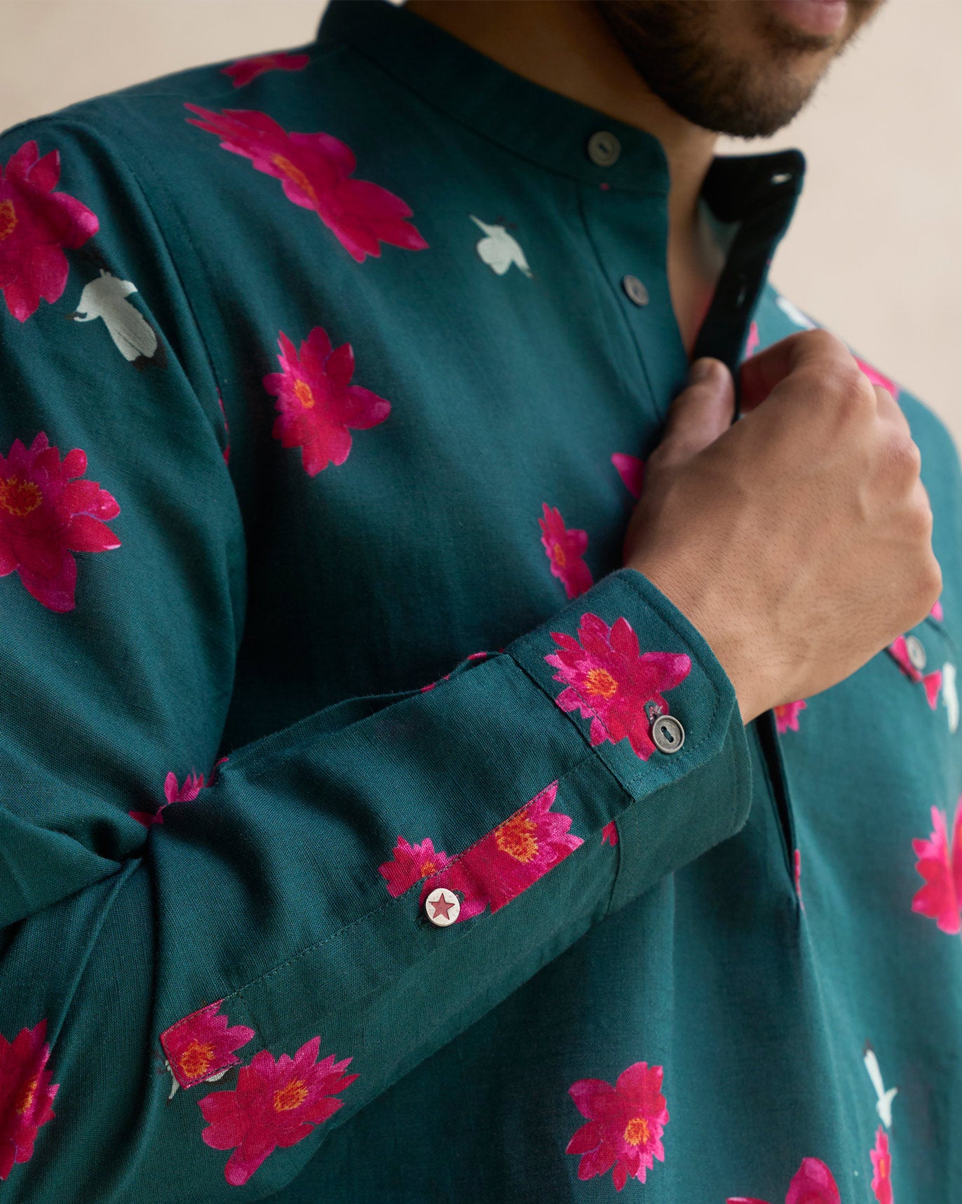 Fort Kurta - Deep Green & Fuchsia