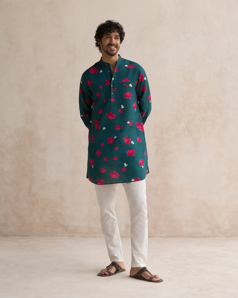 Fort Kurta - Deep Green & Fuchsia