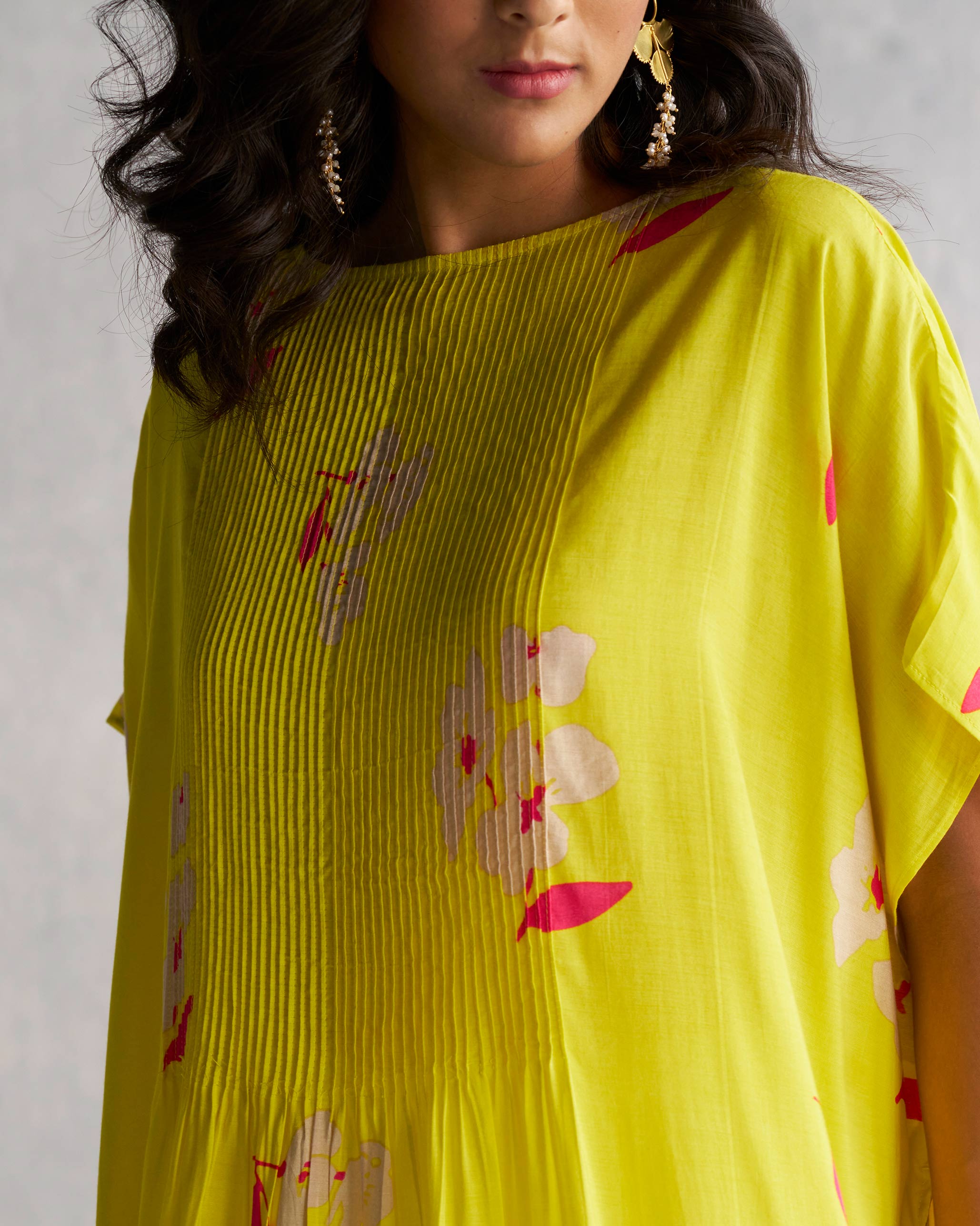 Pintuck Kaftan - Lime