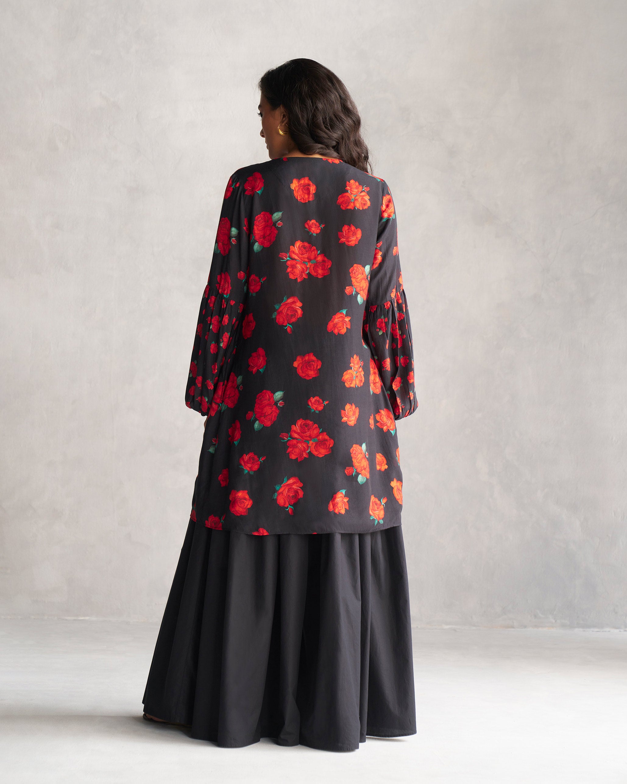 Tapas Bell Kurta - Black & Red