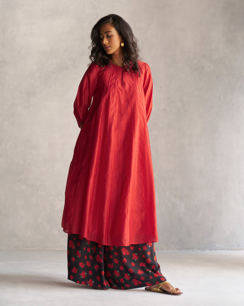 Pattaya Kurta with Slip - Red