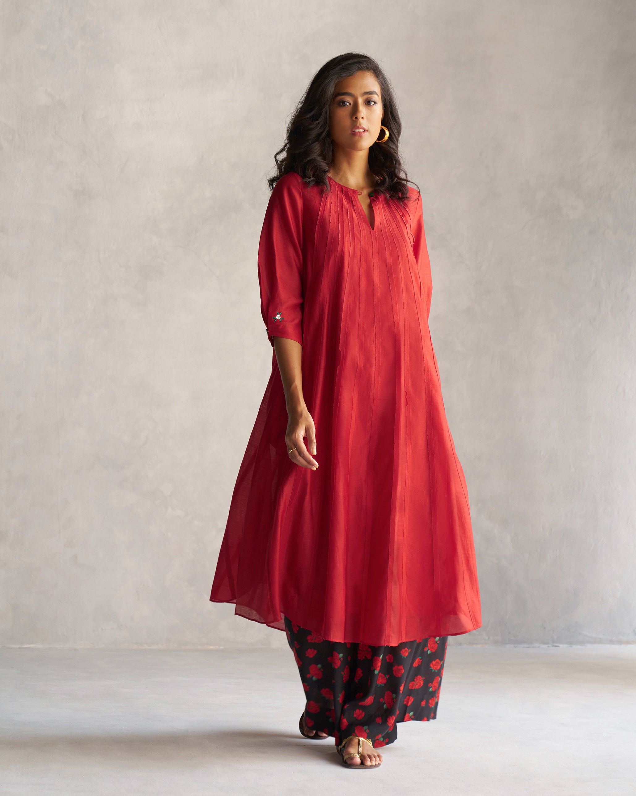 Pattaya Kurta with Slip - Red