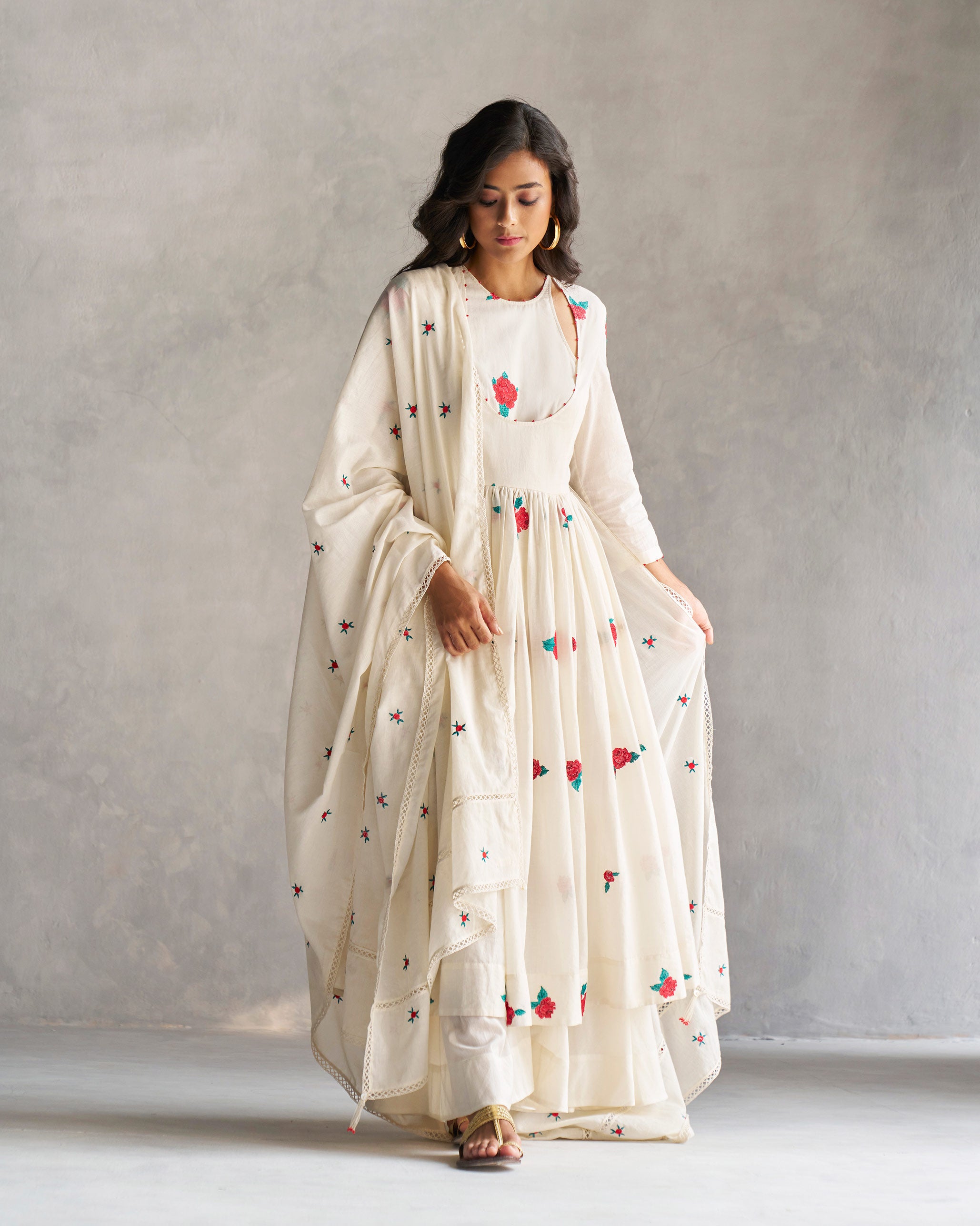 Fit & Flare Angrakha - Ivory