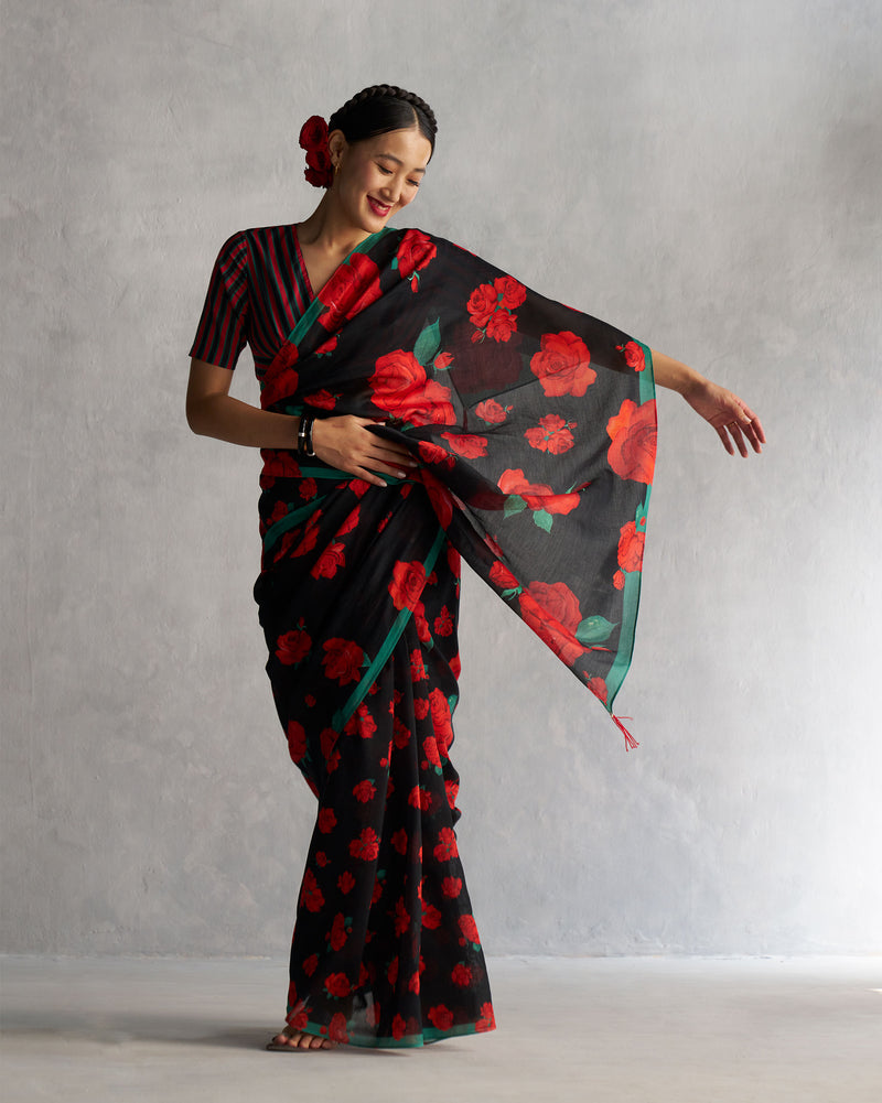 Bentota Bloom Sari - Black