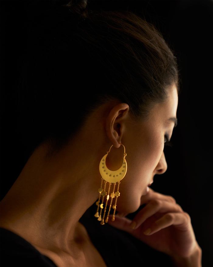 Chaand Sitara Earrings - Gold