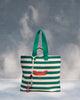 Bagan Stripe Tote - Teal & Ivory