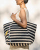 Sunrise Stripe Tote - Black & Ivory