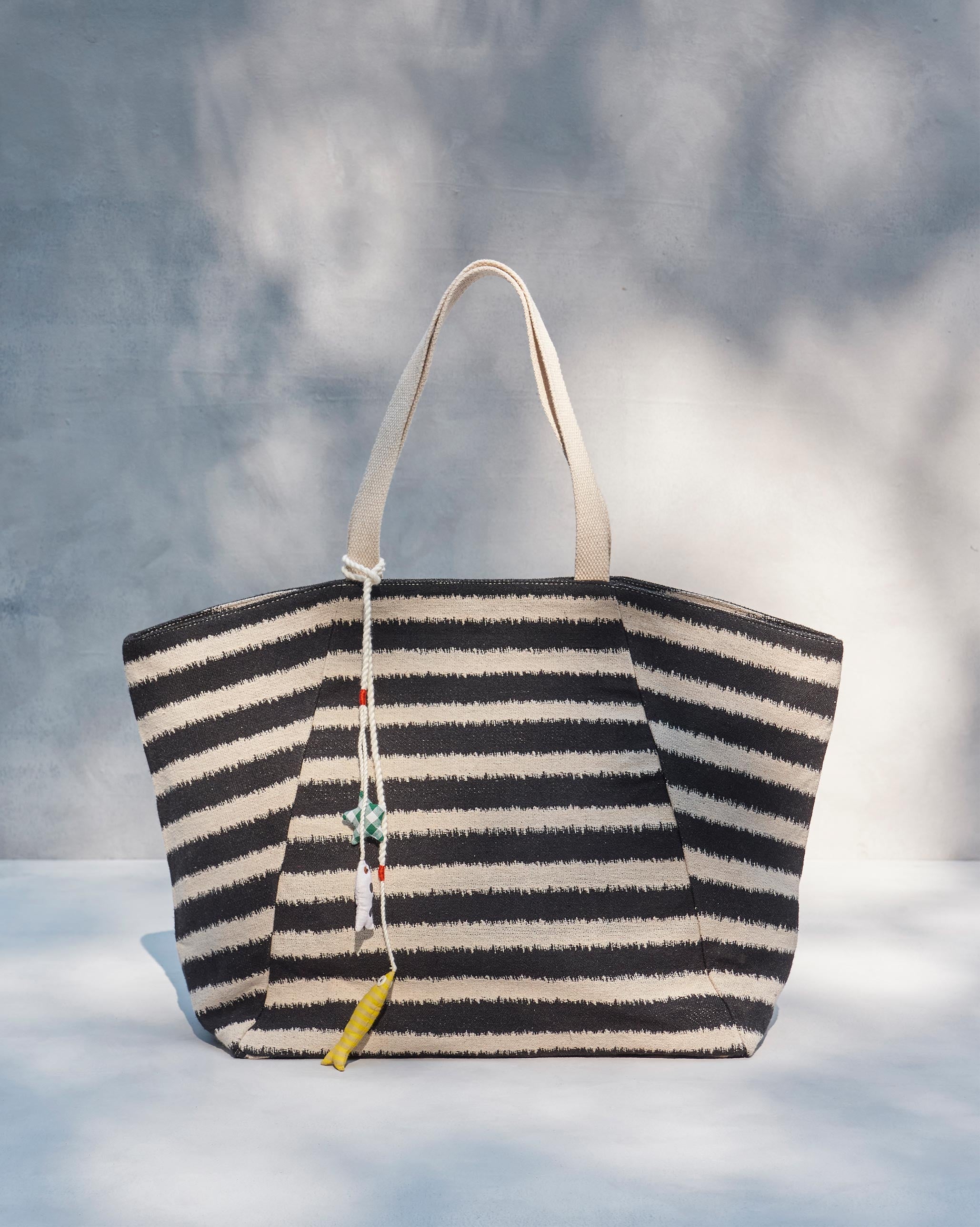 Sunrise Stripe Tote - Black & Ivory