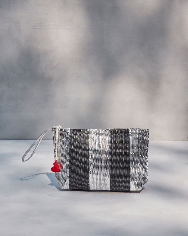 Seher Clutch - Silver & Black