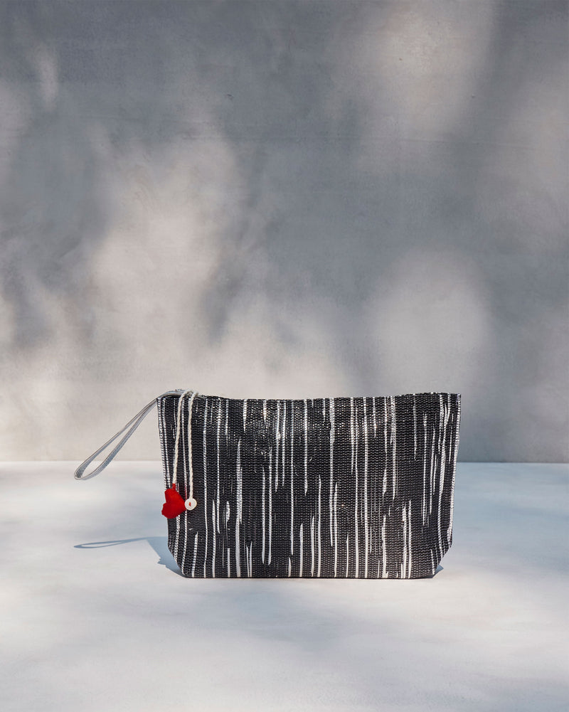 Sitara Clutch - Silver & Black