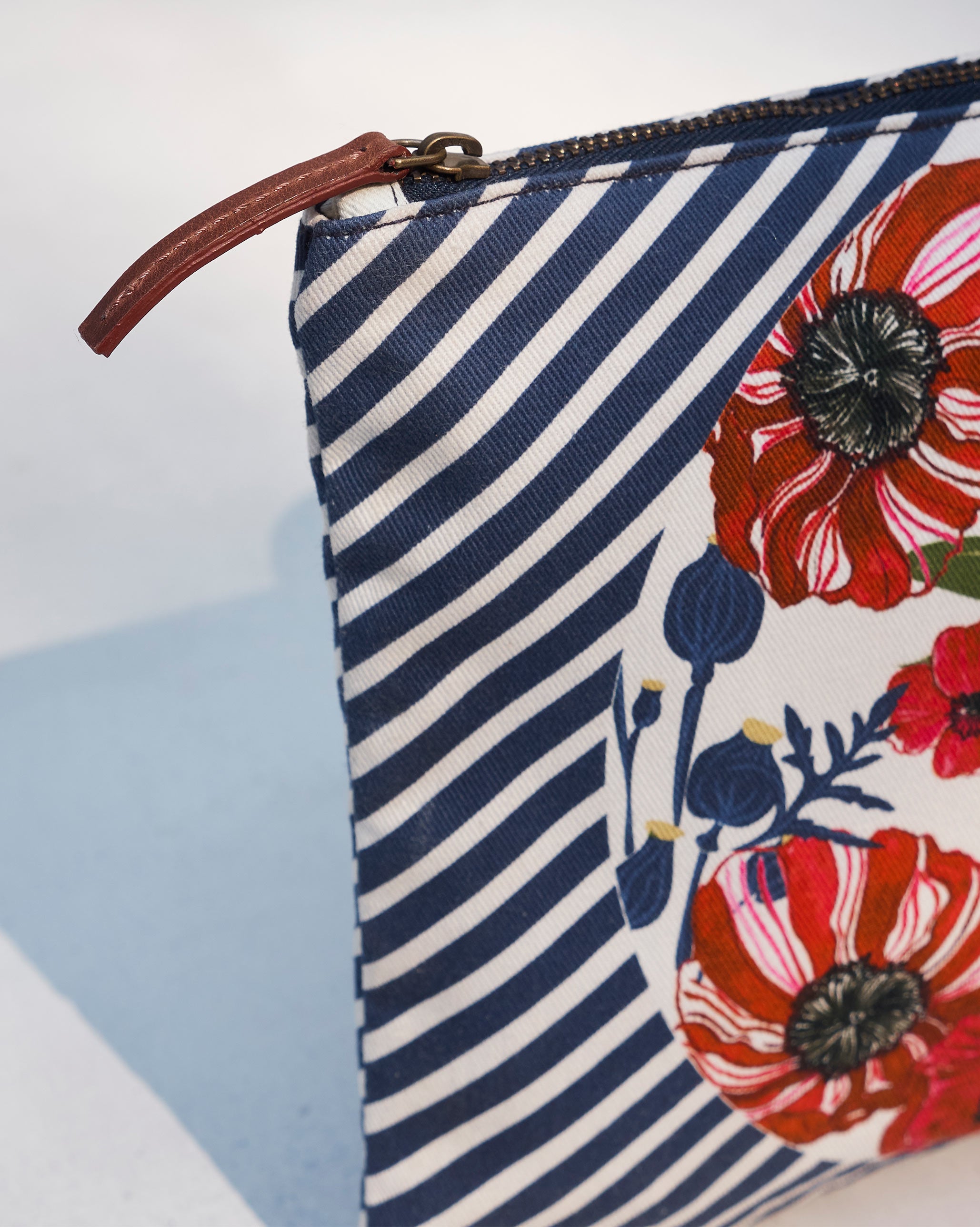 Wildflower Jumbo Pouch - Red & Navy
