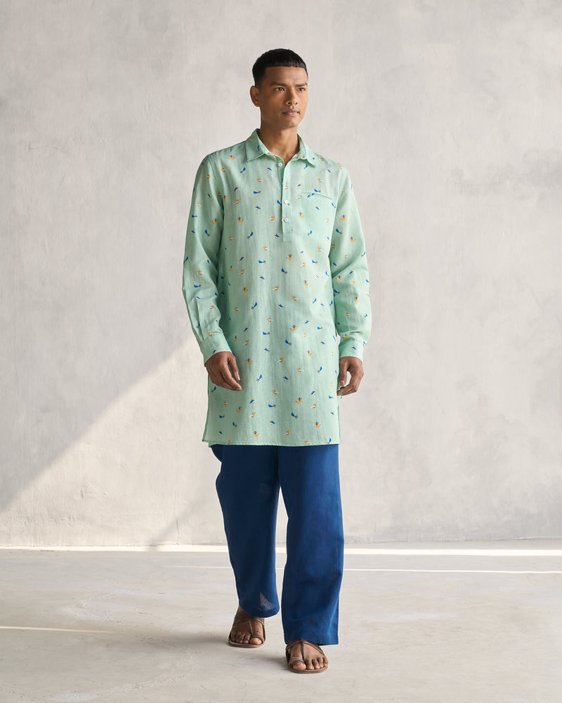 Bouquet Kurta - Sage Green