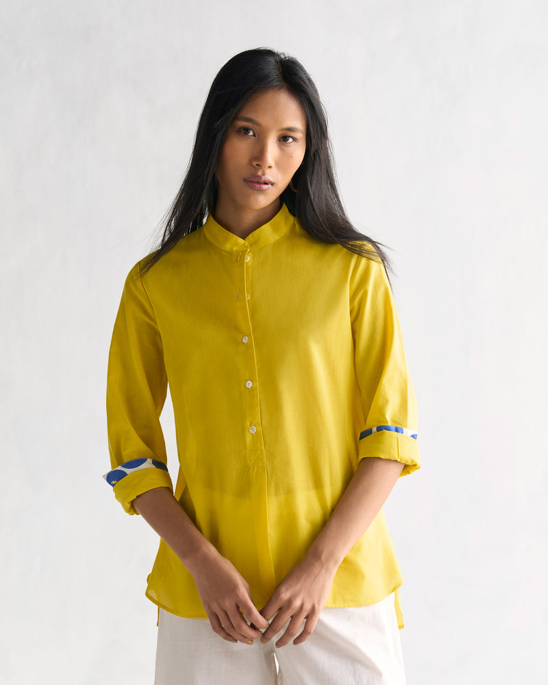 Mandarin Collar Top - Yellow