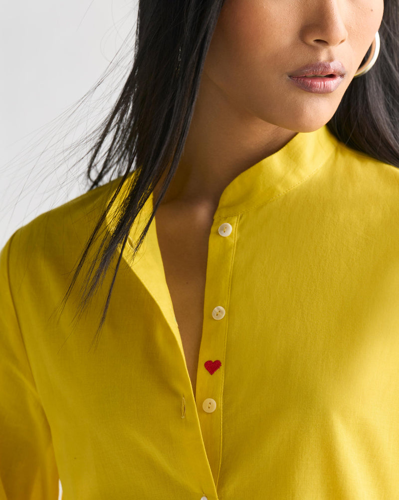 Mandarin Collar Top - Yellow