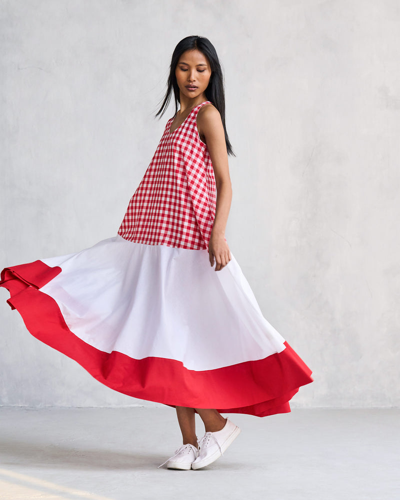 Karibu Dress - Red & White