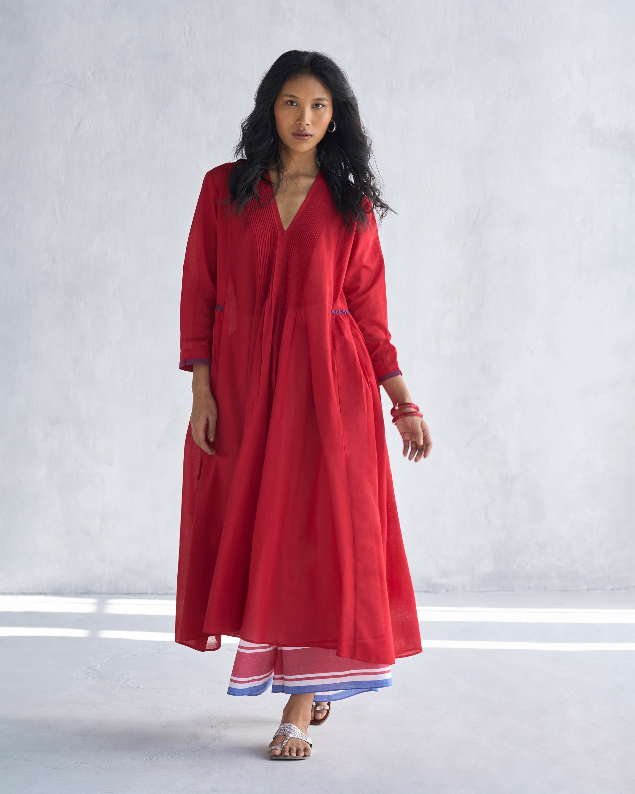 Pintuck Kurta - Red