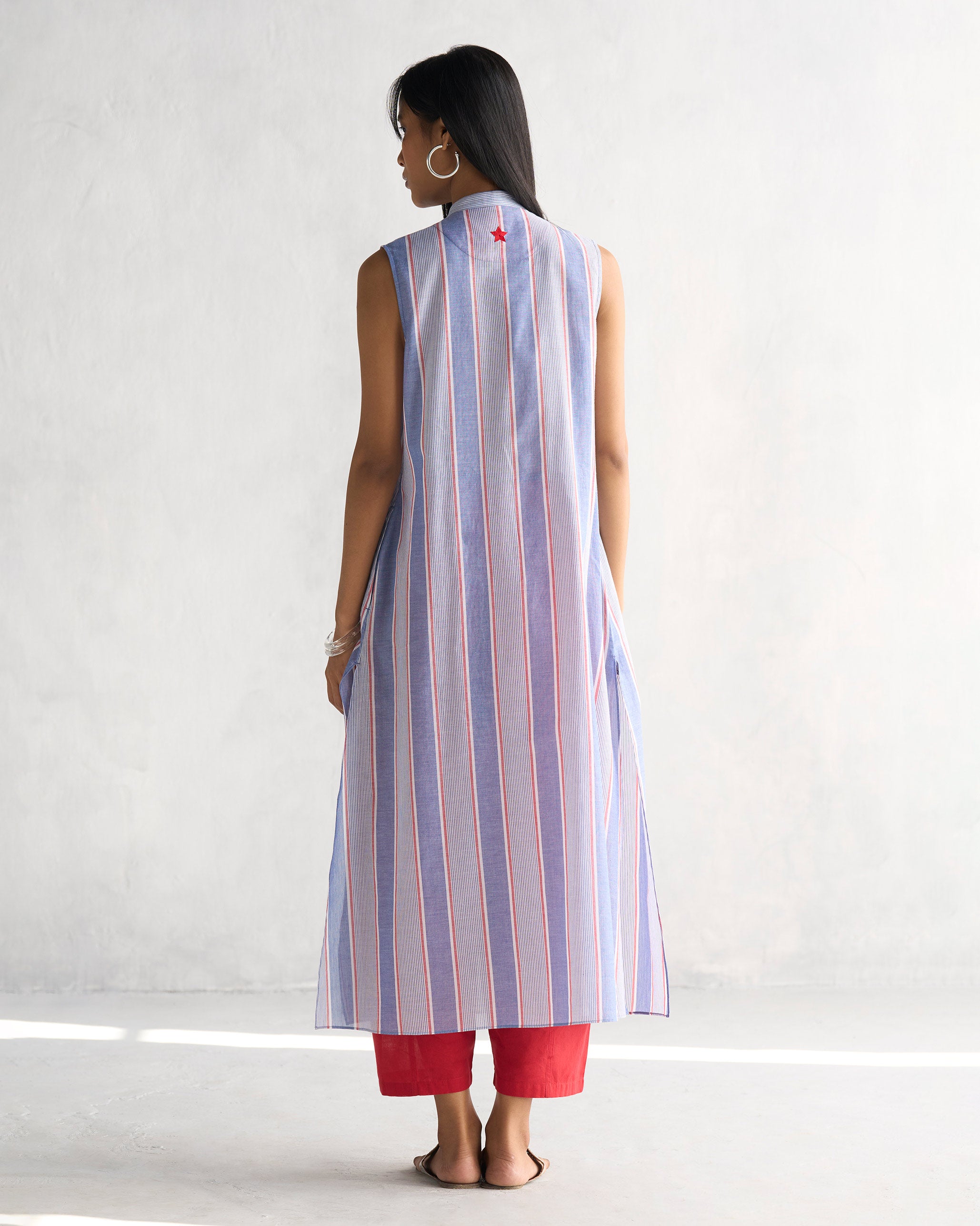 Summer Fun Kurta - Blue & Red