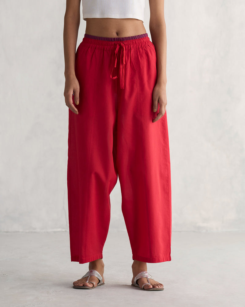 Flayer Drawstring Pants - Red