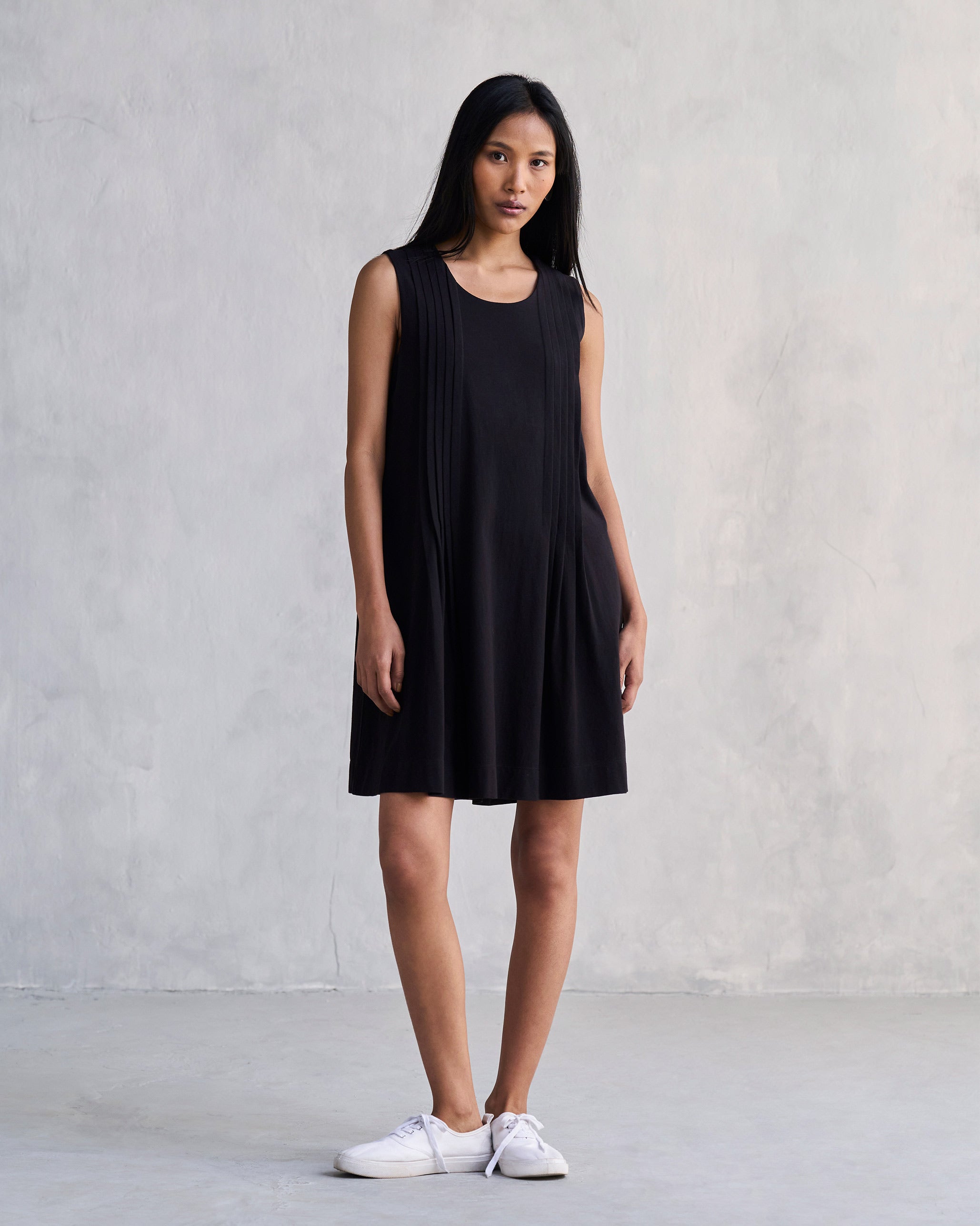 Pintuck Knit Dress - Black