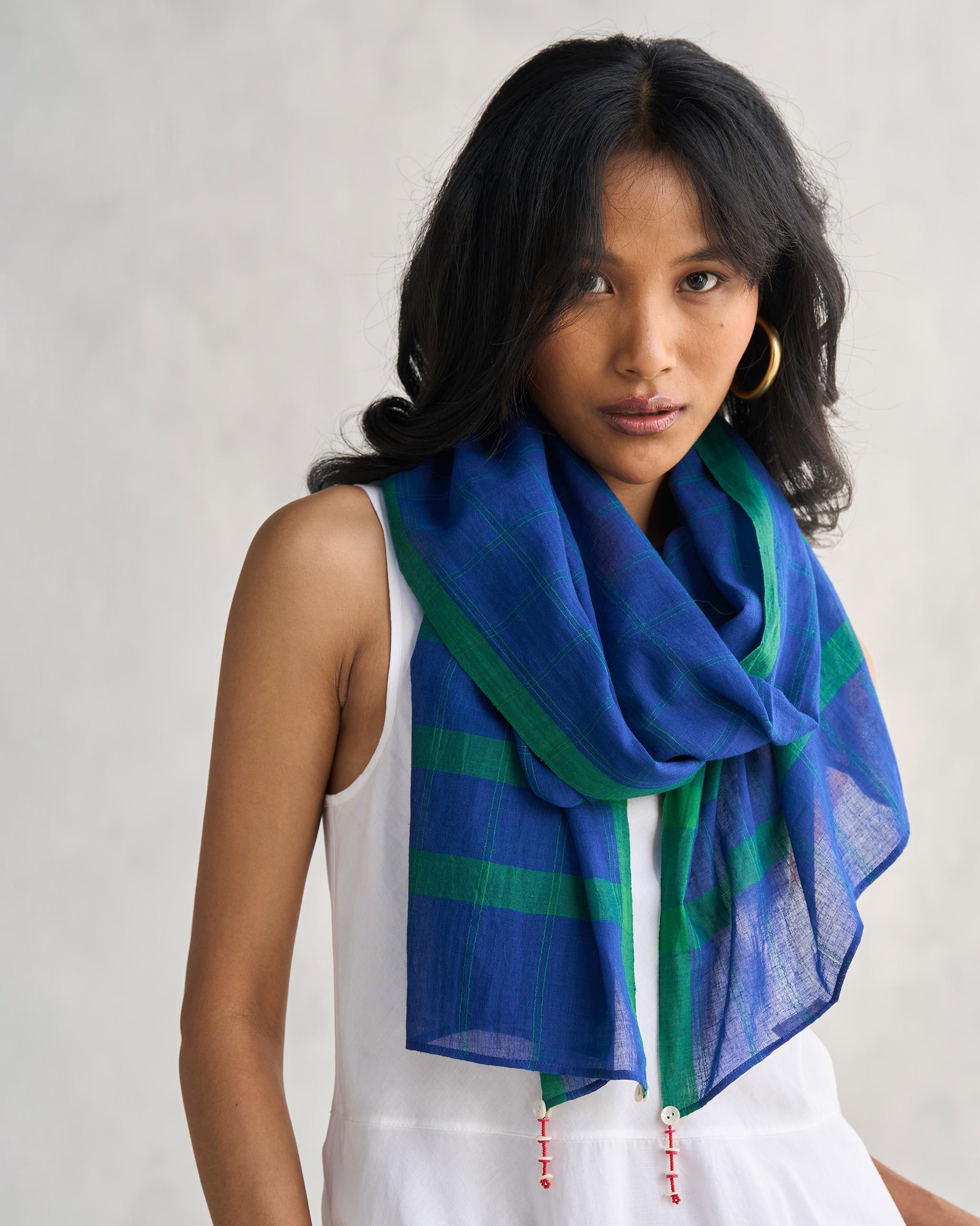 Carey Scarf - Navy & Green