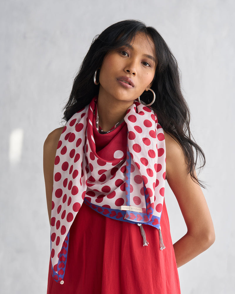 Cheetah Scarf - Red & White