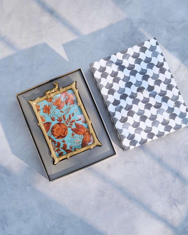 The frame lying in its open box