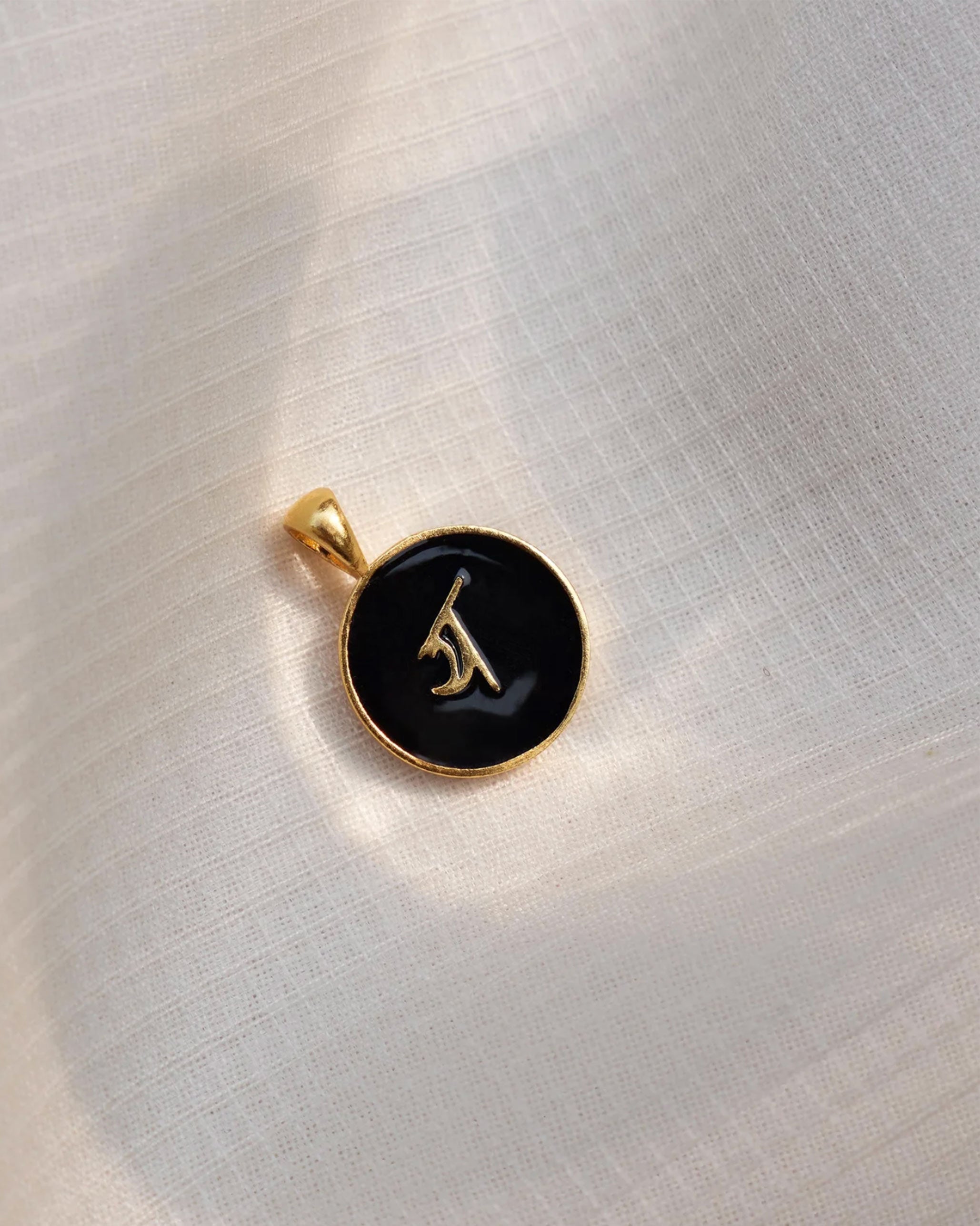 Alphabet Y Charm- Black & Gold