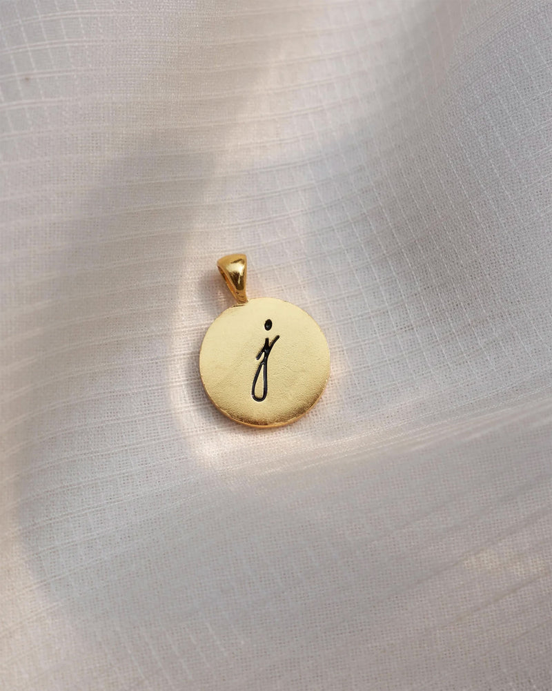 Alphabet J Charm- Black & Gold