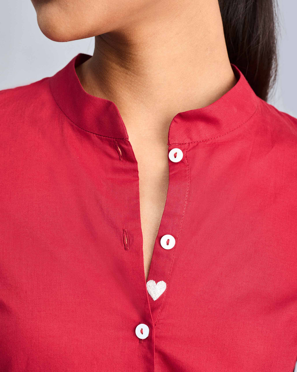 Mandarin Collar Top - Red – Nicobar