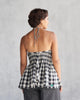 Checkered Pintuck Top - Black & Ivory