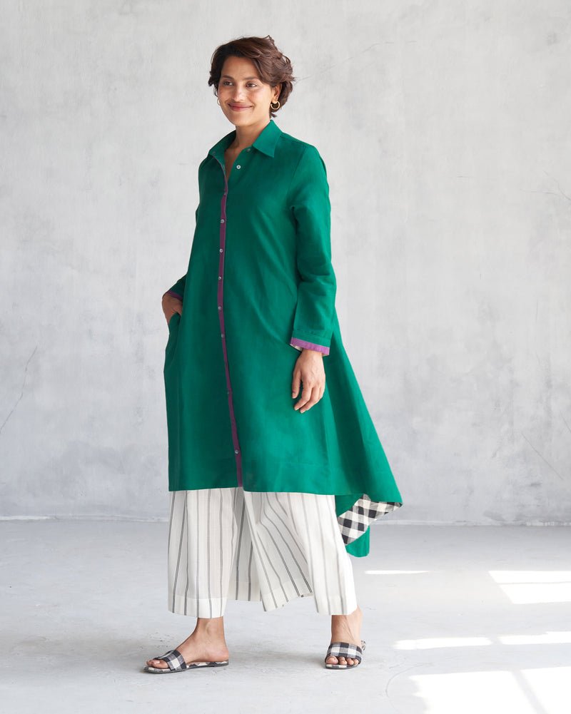 Midori High Low Kurta - Green