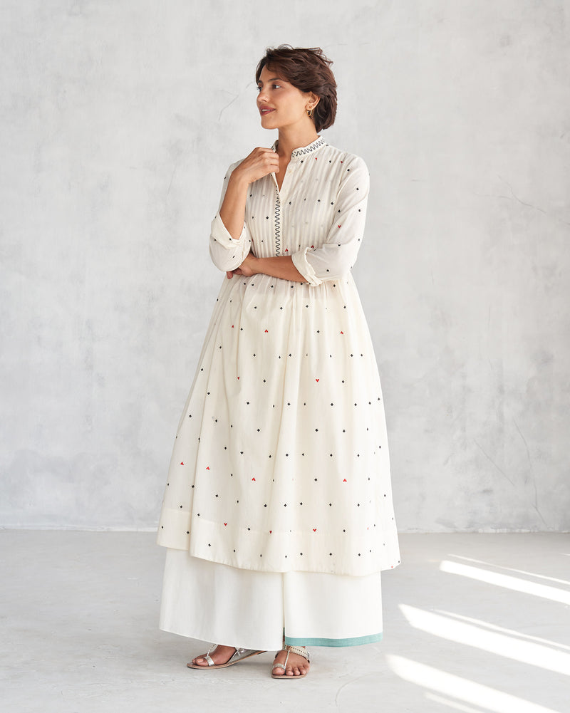 Crescent Pintuck Kurta - Ivory