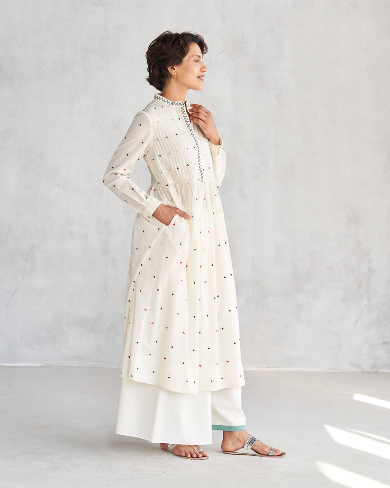 Crescent Pintuck Kurta - Ivory