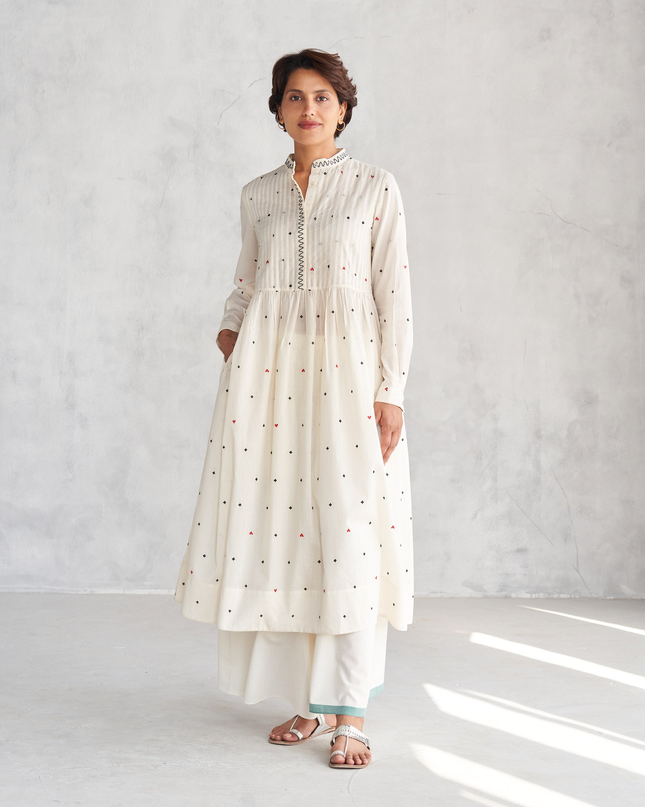 Crescent Pintuck Kurta - Ivory