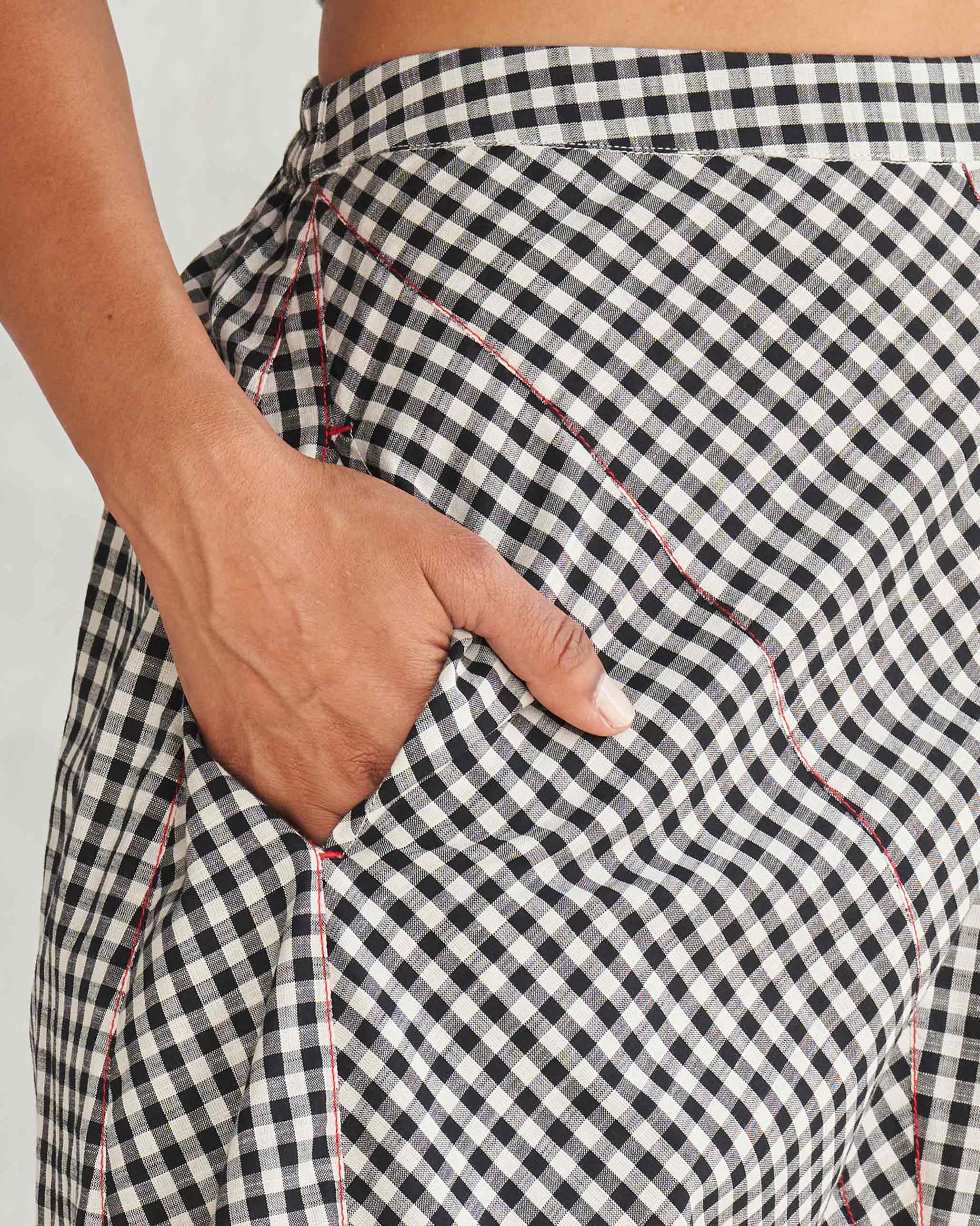 Midori Checkered Pants - Black & Ivory