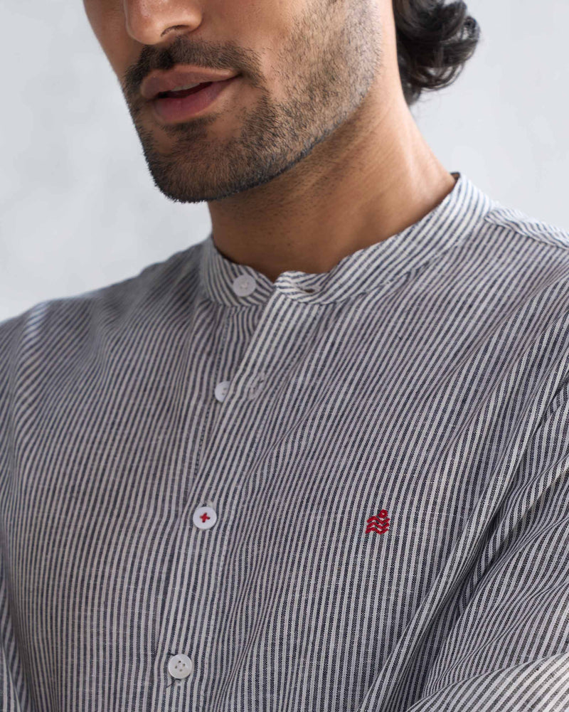 Nawab Shirt - Charcoal Stripe