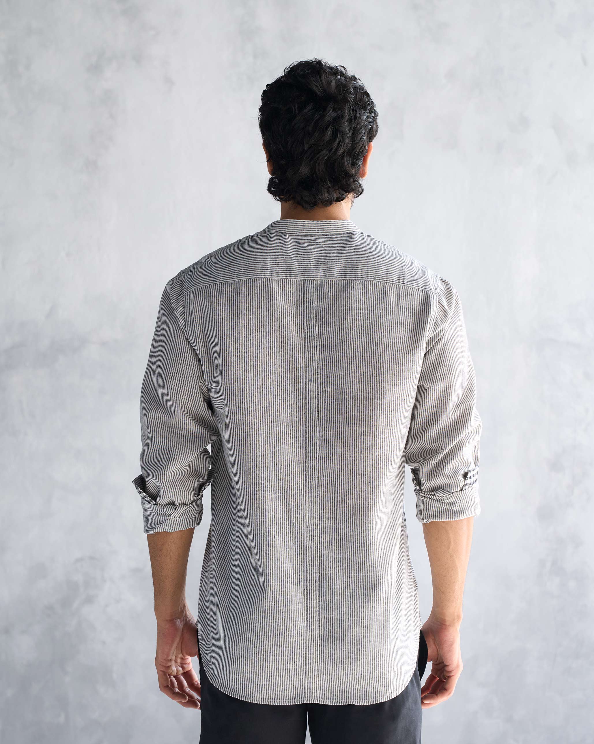 Nawab Shirt - Charcoal Stripe