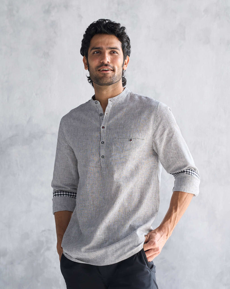 Pondicherry Shirt - Charcoal Stripe