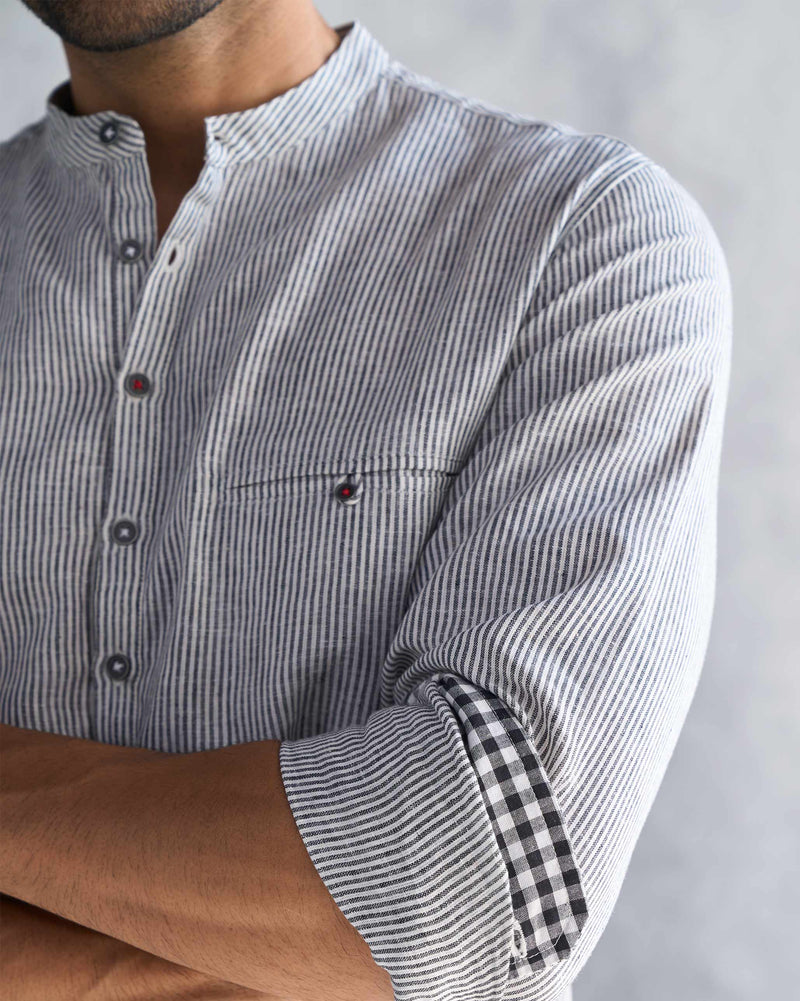 Pondicherry Shirt - Charcoal Stripe