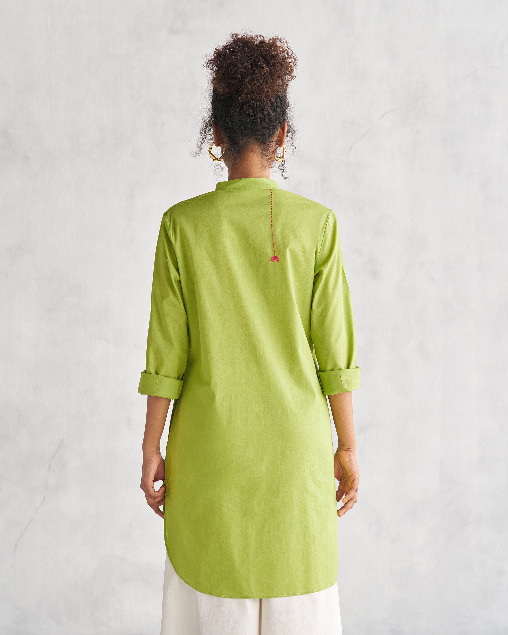 Basic Mid Length Kurta - Lime