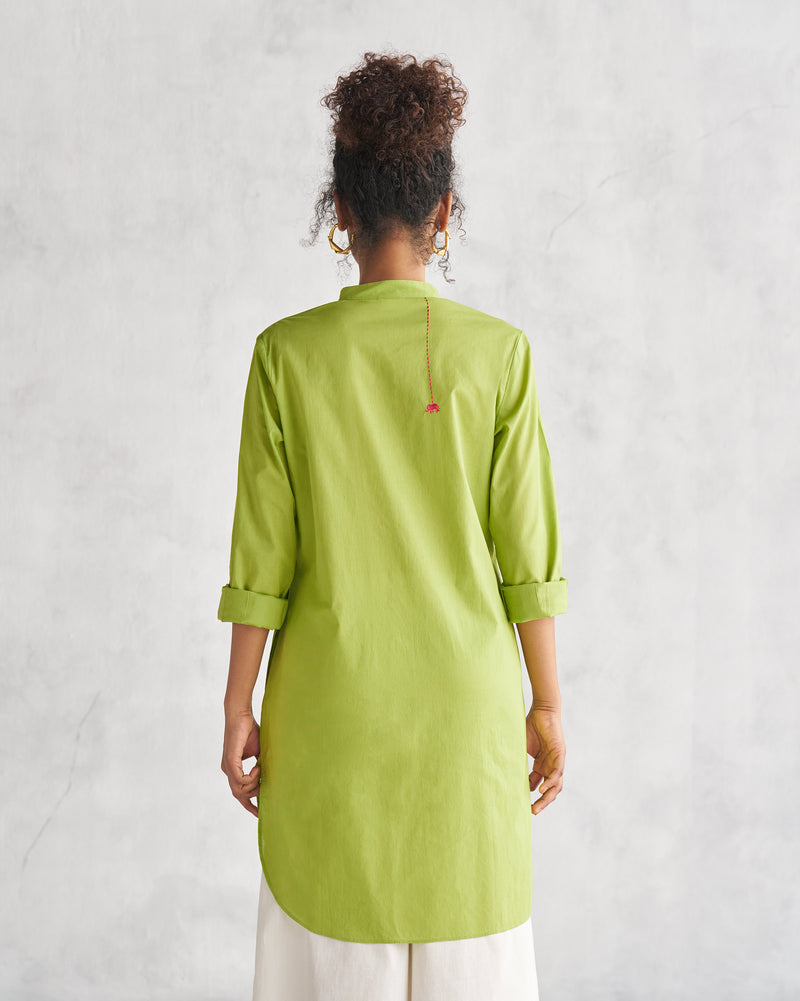 Basic Mid Length Kurta - Lime