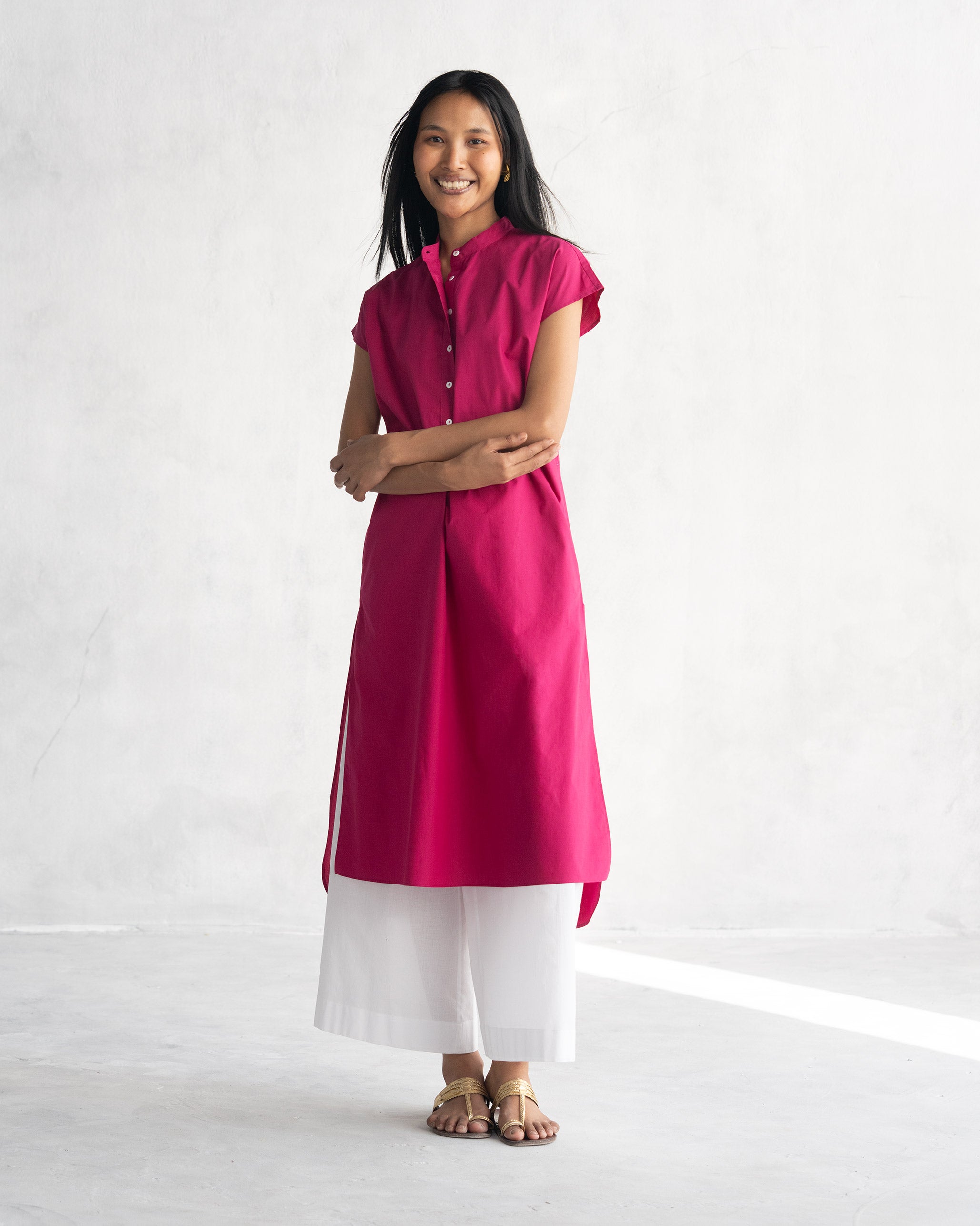 Short Sleeve Kurta - Berry