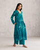 V-Neck Flare Kurta - Teal Tssxnb