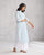 Basic Long Length Kurta - White & Teal Tssxnb