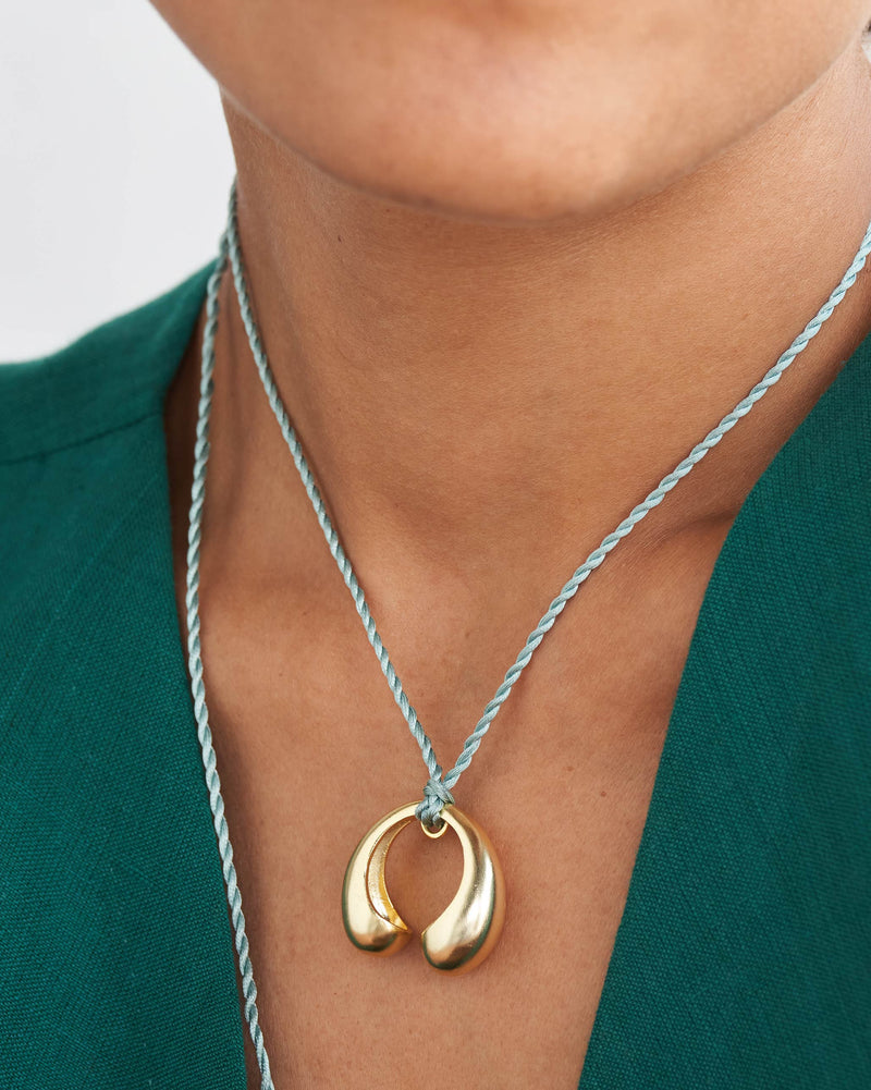 Arch Pendant necklace - Brass & Aqua