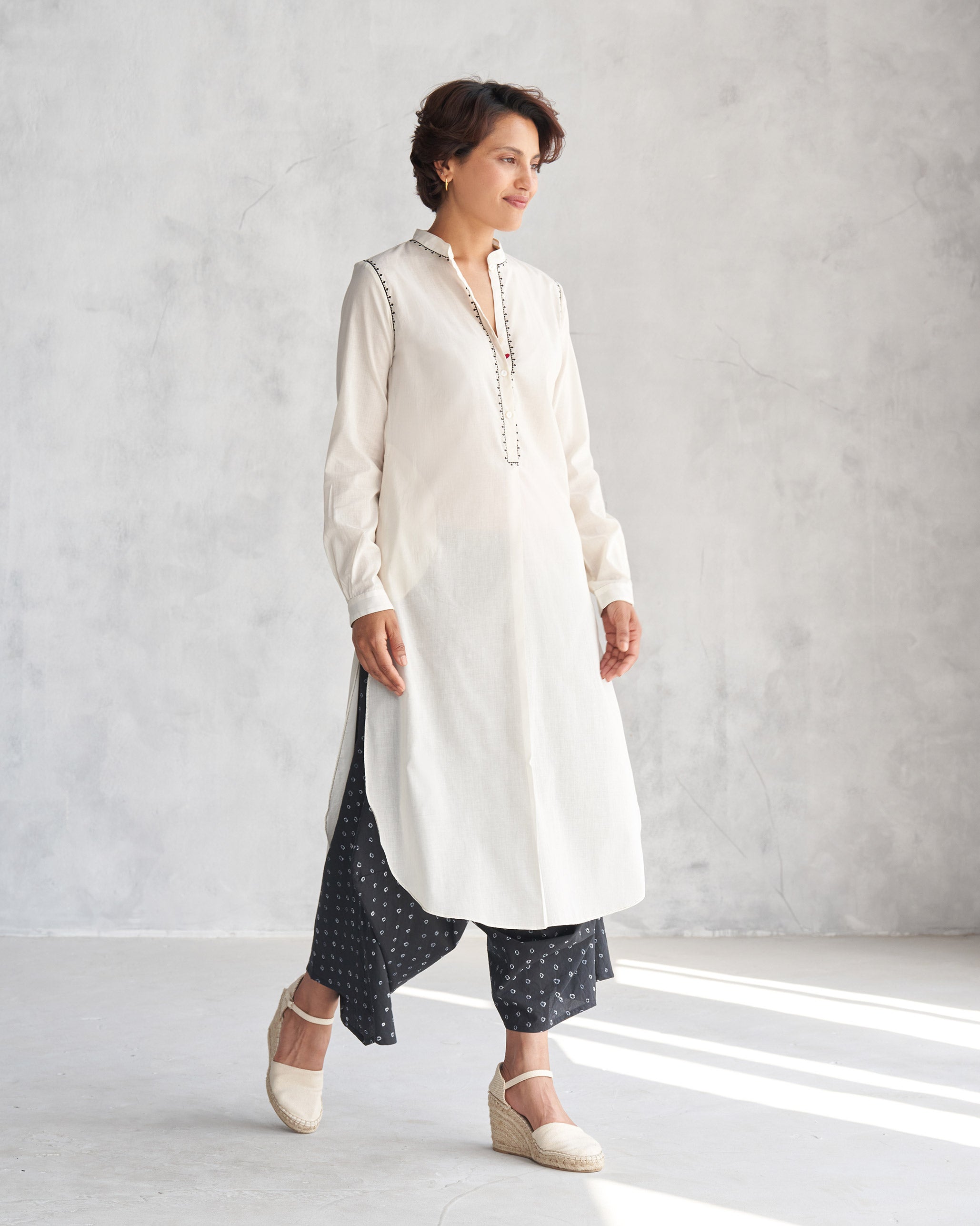 Basic Long Length Kurta - Ivory